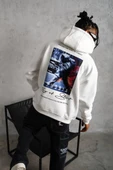 Erkek Astronot Baskılı Kapüşonlu Sweat - Beyaz thumbnail 2