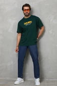 Unisex Basic Bisiklet Yaka Oversize T-shirt - Yeşil thumbnail 1