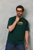 Unisex Basic Bisiklet Yaka Oversize T-shirt - Yeşil thumbnail 3