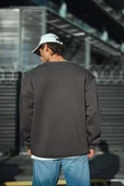 Kışlık Bisiklet Yaka Üç İplik Basic Sweatshirt - Antrasit thumbnail 3