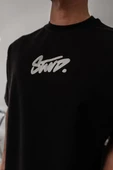Erkek Baskılı Oversize T-shirt - Siyah thumbnail 1
