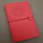 Pusula Tasarımlı Kırmızı Deri Defter thumbnail 1