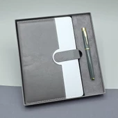 Gri Kutulu Deri Defter Roller Kalem Set thumbnail 1