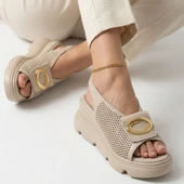 Gwon Bej Cilt Dolgu Topuk Sandalet thumbnail 4