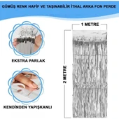 Gümüş Metalize Saçaklı Fon Perde thumbnail 1