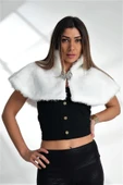 Beyaz Broşlu Kürk Etol Bolero thumbnail 4