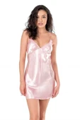 Pembe Kısa Saten Gecelik 8105 thumbnail 2