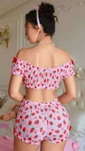 Pembe Çilek Desenli Şortlu Sütyen Takımı thumbnail 2