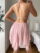 Pembe Kelebek İşlemeli Tül Gecelik thumbnail 4