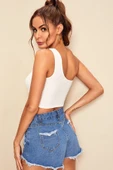 Kadın Beyaz Tek Omuz Crop Büstiyer thumbnail 3
