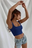 Kadın Lacivert Kalın Askılı Crop Top Büstiyer thumbnail 3