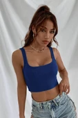 Kadın Lacivert Kalın Askılı Crop Top Büstiyer thumbnail 4