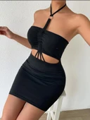 Önden Büzgülü Mini Elbise thumbnail 3