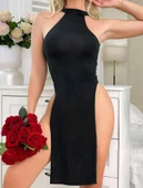 Bayan Siyah Mini Elbise thumbnail 3