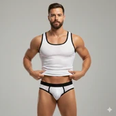 Beyaz Delikli Kumaş Tank Top Slip Takımı thumbnail 3