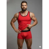 Erkek Kırmızı Tank Top Boxer Takımı thumbnail 1