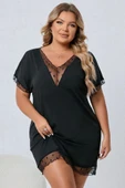 Kadın Siyah Büyük Beden Gecelik thumbnail 5