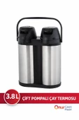 3.8 L Çift Pompalı Çelik Çay Termosu  Çift Katlı Paslanmaz thumbnail 2