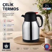 DERYA 777 Çift Katlı 2 Lt PİKNİK TERMOS Çelik Termos Inox thumbnail 3