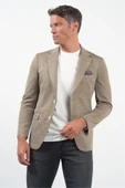 Bej Mono Yaka Örme 6 Drop Slim Fit Ceket 1002260152 thumbnail 4