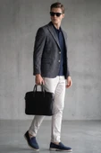 Lacivert Mono Yaka Örme 6 Drop Slim Fit Ceket 1002260152 thumbnail 1