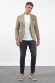 Bej Mono Yaka Örme 6 Drop Slim Fit Ceket 1002260152 thumbnail 2