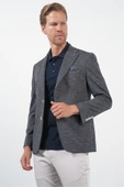 Lacivert Mono Yaka Örme 6 Drop Slim Fit Ceket 1002260152 thumbnail 3