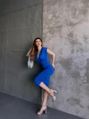 Yanı Büzgü Detaylı Dekolteli Maxi Boy Dalgıç Elbise thumbnail 6