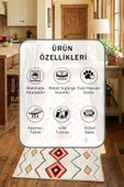İskandinav Renkli Bej Yıkanabilir Mutfak Halısı thumbnail 2