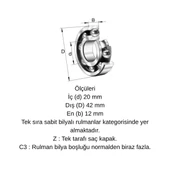 SKF 6004 2Z/C3 Bilya 20x42x12 thumbnail 3