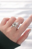 Yıldız Model Silver Renk Ayarlanabilir Yüzük thumbnail 1