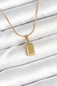 316L Çelik Gold Renk Mini Külçe Altın Model Kolye thumbnail 1