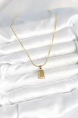 316L Çelik Gold Renk Mini Külçe Altın Model Kolye thumbnail 2