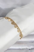 316L Çelik Gold Renk Pullu Model Kadın Bileklik thumbnail 1