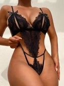 Fiyonklu Dantelli Siyah Body thumbnail 1