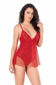 Kırmızı Jakarlı Bodysuit Gecelik thumbnail 1
