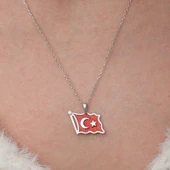 Gümüş Türk Bayrağı Kadın Kolye thumbnail 4