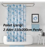 Jackline -Dolphin Mavi- Çift Kanatlı Banyo Duş Perdesi (2x110x200) thumbnail 2