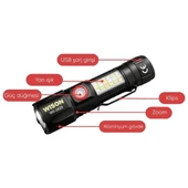 Ws-2828 1000 Lümen Mıknatıslı Usb Şarjlı El Feneri thumbnail 4