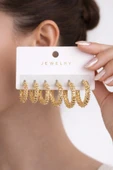 GOLD KADIN ÇELİK 6'LI KÜPE SETİ thumbnail 1