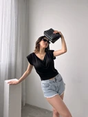 Vatkalı Degaje Yaka Buzzy Bluz thumbnail 4
