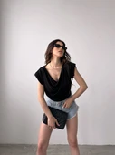 Vatkalı Degaje Yaka Buzzy Bluz thumbnail 3