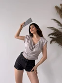 Vatkalı Degaje Yaka Buzzy Bluz thumbnail 5