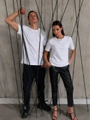 Unisex Kısa Kollu Bisiklet Yaka Basic Viskon Bluz thumbnail 3