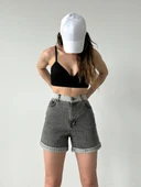 Duble Paça Yıkamalı Cepli Denim Şort thumbnail 3
