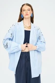 Kadın Yoğun Boncuk Işlemeli Oversize Kimono thumbnail 12