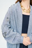 Kadın Yoğun Boncuk Işlemeli Oversize Kimono thumbnail 8