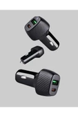 Araç Tipi Hızlı Şarj Adaptörü Type-C PD USB Çift Port Kompakt thumbnail 4