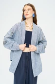 Kadın Yoğun Boncuk Işlemeli Oversize Kimono thumbnail 7
