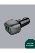 Kompakt Tasarımlı Type-C + USB Girişli Araç Şarj Başlığı thumbnail 3